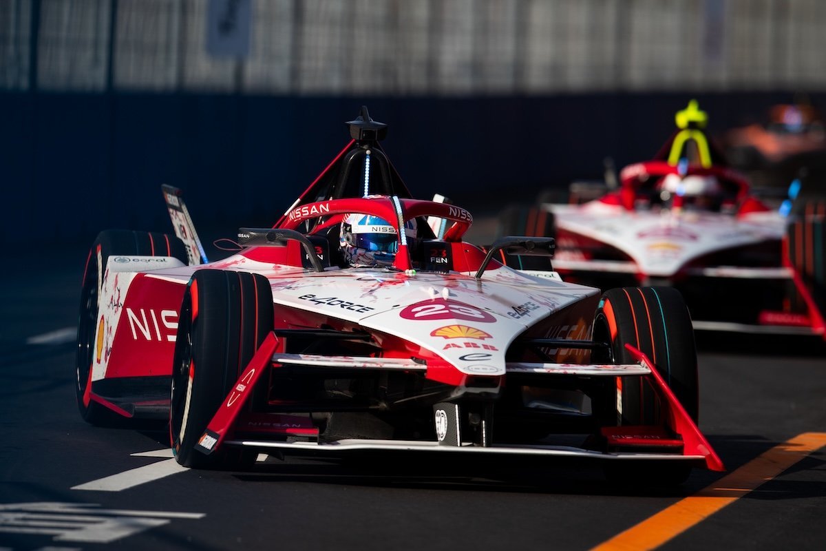 Two Formula E Gen3 cars competing from Nissan.jpg