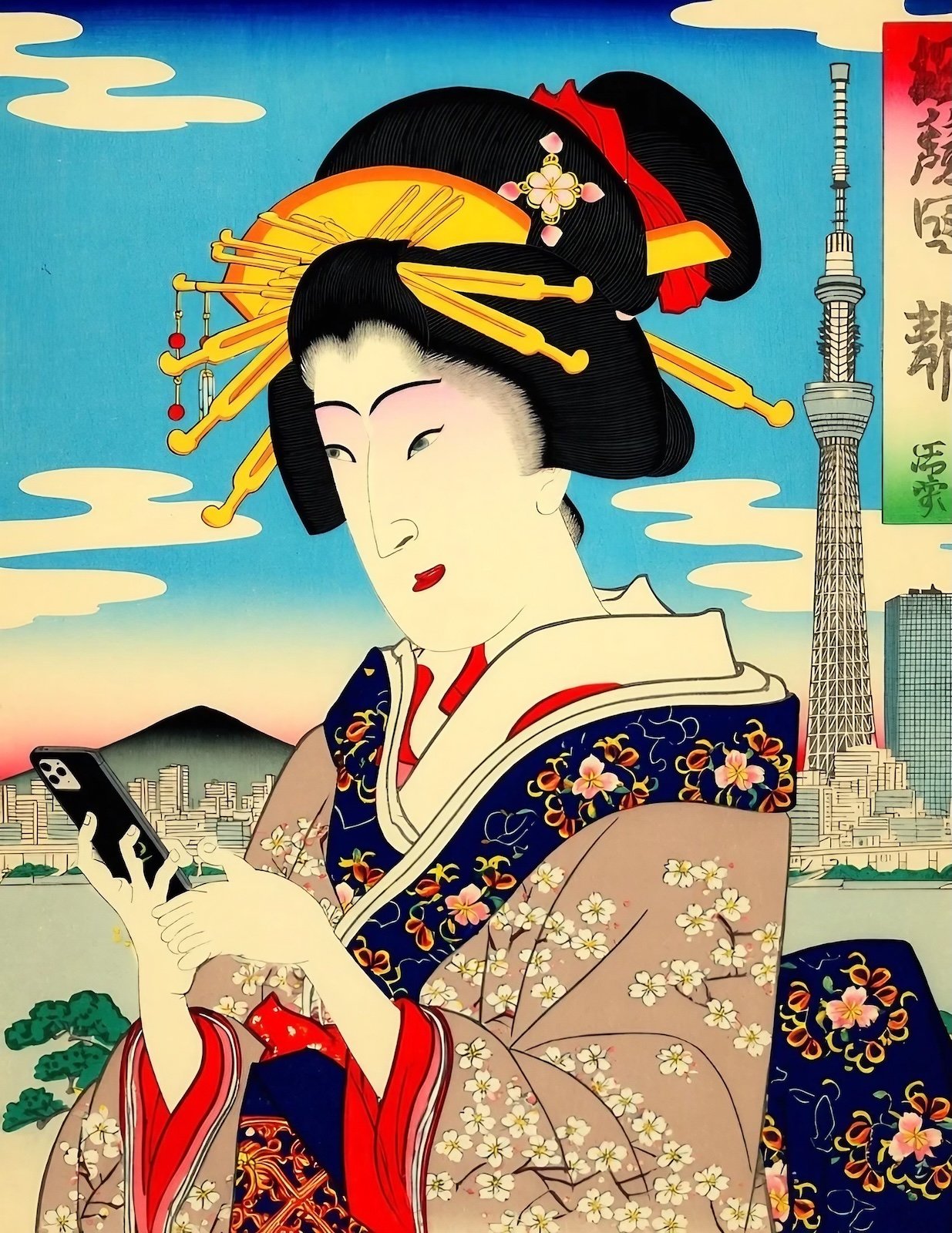 Sakana AIの開発したEvo-Ukiyoe v2で生成された画像