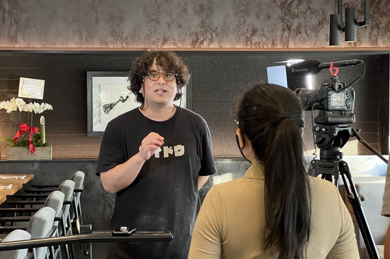 Chef Kusumoto is interviewed by American media.
