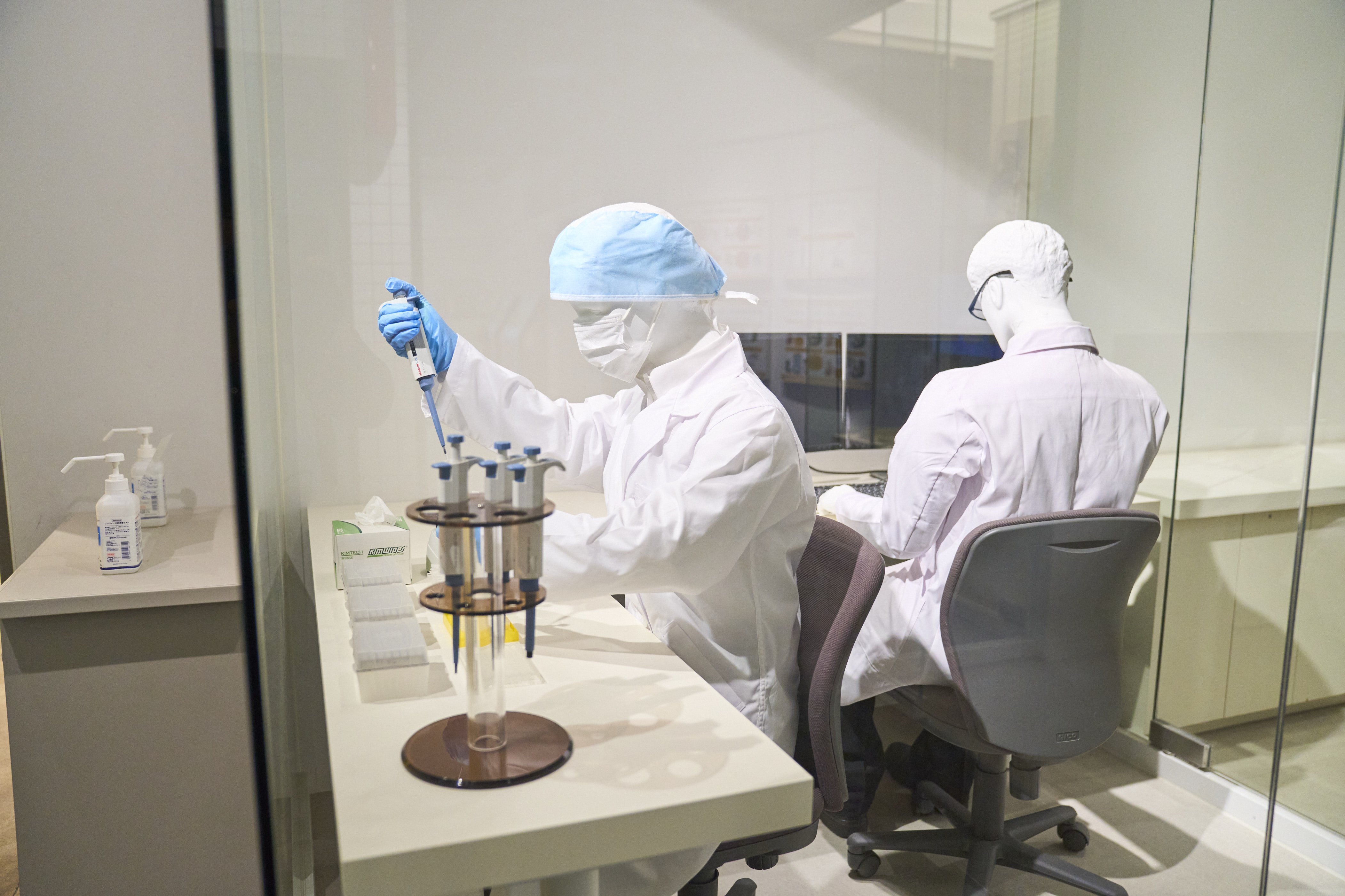 A recreation of a forensic laboratory.