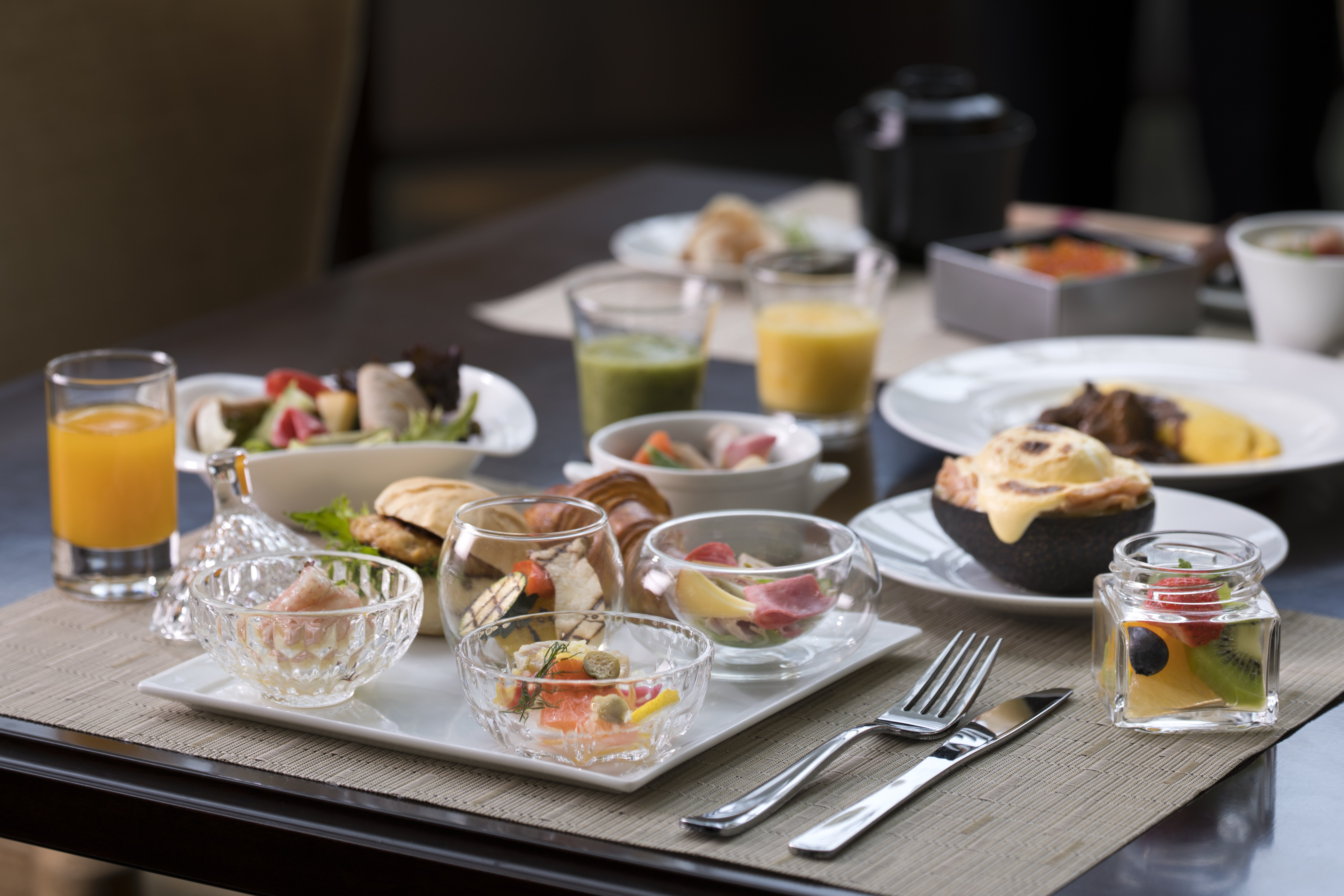 The breakfast served in the guest lounge, 