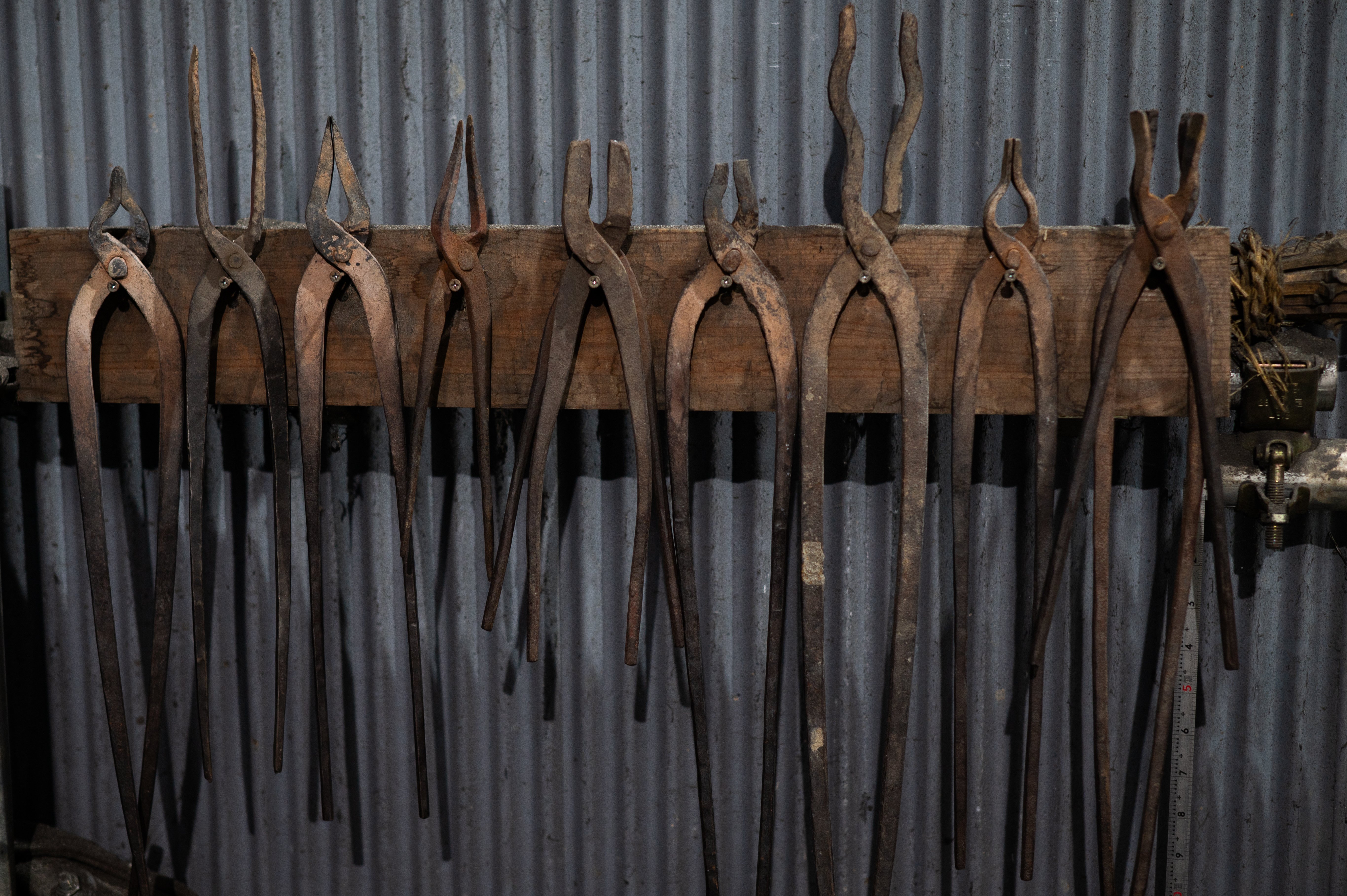 Handcrafted fire tongs.