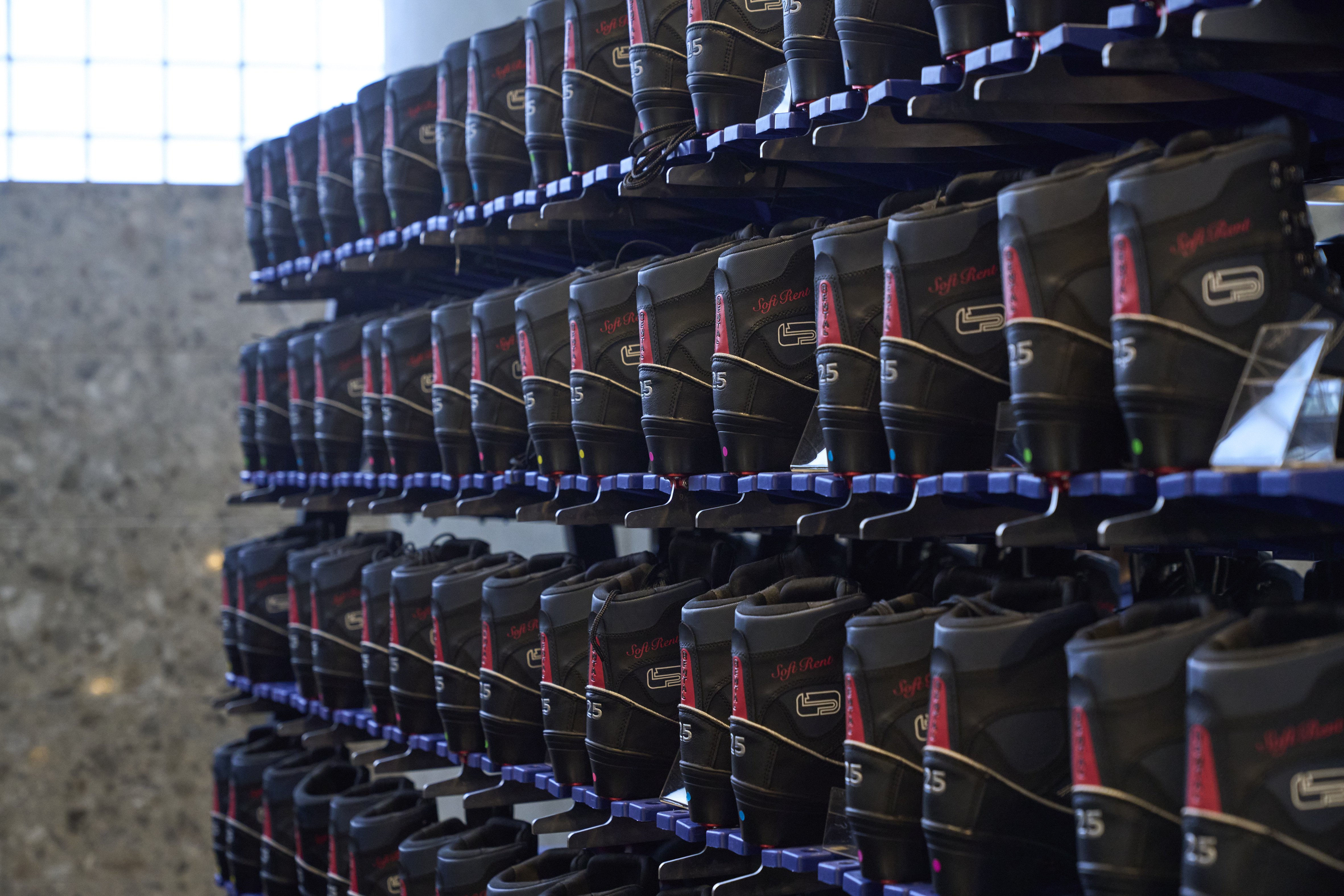 Rental skates available in a range of sizes.